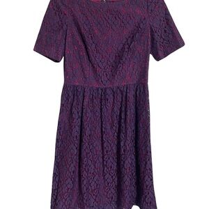 Adrianna Papell Elegant Purple Lace Dress Size 6